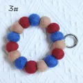 Handmade wool felt ball keychain wristlet in red, blue, and beige with a silver metal clasp - Style 3# (Red Blue Beige Mix) / 20mm Ball Wrist Strap