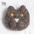 Handmade brown wool felt cat head 4# variant for DIY pins and hair accessories - Dark Coffee (4#)