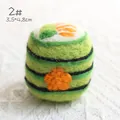 Handmade wool felt sushi keychain accessory in green with floral detail and salmon topping - Sushi Roll Shape (2#) / 3.5x4.8cm