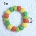Cute wool felt ball keychain with orange, yellow, and green balls on a silver ring - Style 9# (Orange Yellow Green Mix) / 20mm Ball Wrist Strap