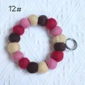 Colorful felt ball keychain featuring pink and coffee wool beads with silver spring ring - Style 12# (Dark Pink Rose Mix) / 20mm Ball Wrist Strap