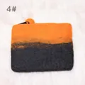 Morandi wool felt coin purse in bright orange and dark grey bicolor with zipper - Orange and Gray Contrast Style (4#) / Orange/Gray