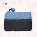 Morandi two-tone wool felt wallet in blue and black with decorative ball zipper pull - Blue and Gray Contrast Style (1#) / Blue/Grey