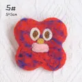 Handmade red wool felt monster brooch with blue details, size 5x5cm accessory - 5# Little Monster