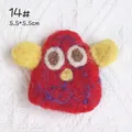 Cute red handmade wool felt monster brooch with yellow ears and soft texture - Red Yellow-Eared Style (14) / 14# Little Monster