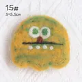 Cute yellow and green handmade wool felt monster brooch pin 15 with big eyes - 15# Little Monster