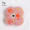 Pink wool felt flower brooch with eye detail and orange spots, size 5x5cm - 9# Little Monster