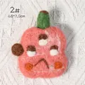 Pink felt wool brooch with green top, handmade cartoon monster accessory in 6.8x7.5cm - 2# Little Monster