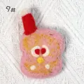 Handmade pink wool felt monster brooch with red hat and cute cartoon animal design - Pink Piggy Red Hat