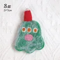 Handmade wool felt brooch featuring a cute green monster with a red hat, size 5x7cm - Green Red Hat