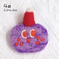 Handmade purple wool felt monster pin with red hat accessory size 5.5x6.5cm - Purple Red Hat
