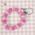 Pink wool felt ball keychain bracelet with silver lobster clasp on plaid background - 10mm Felt Beads / Pink/Fuchsia (1#)