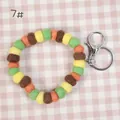 Handmade wool felt ball keychain strap in yellow green and orange earthy tones - 10mm Felt Beads / Yellow/Green/Orange/Brown (7#)