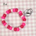 Handmade wool felt ball keychain wristlet with pink shades for bag decoration - 10mm Felt Beads / Light Pink/Rose/Dark Red (8#)