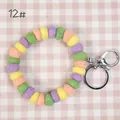 Handmade colorful wool felt ball keychain wristlet with pastel pom poms for bag charm - 10mm Felt Beads / Purple/Yellow/Green/Peach (12#)