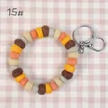 Cute wool felt ball keychain wristlet in yellow and orange tones with metal ring - 10mm Felt Beads / Yellow/Orange/Brown/Gray (15#)