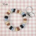 Handmade wool felt ball keychain bracelet with silver metal ring and lobster clasp - 10mm Felt Beads / Earth Tones Mix (16#)