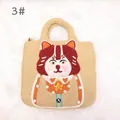 Handmade khaki wool felt handbag featuring a 3D cartoon animal character and top handle - Khaki Style (3#)