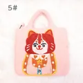 Handmade pink felt cat dharma handbag with colorful embroidery and pom-pom zipper - Light Pink Style (5#)