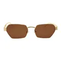 Retro geometric sunglasses with gold metal frames and dark brown lenses for a stylish look - Gold Frame Tea Lens