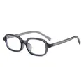 Classic transparent grey rectangular glasses frame for women in a 45-degree side view - Grey Anti-Blue Light