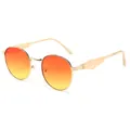 Retro-Sonnenbrille mit Goldmetallrahmen und orange-gelben Verlaufsgläsern - Normal / Klassische Sonnenbrille mit Goldrahmen und Farbverlauf Orange-Gelb
