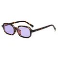 Occhiali da sole rettangolari tartarugati con lenti viola e rivetti metallici - Montatura Demi Lenti Viola