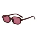 Chic burgundy rectangle sunglasses with translucent pink lenses and rivet detail - Jujube Red Frame Red Lens