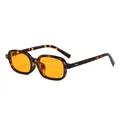 Retro square sunglasses featuring tortoise shell frames and bright orange tinted lenses - Tortoise Frame Yellow Lens