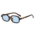 Retro square sunglasses with tortoise frame and light blue translucent lenses - Tortoise Frame Blue Lens