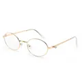 Occhiali da sole retrò con montatura ovale dorata e diamante decorativo sulla cerniera - Standard / Lenti trasparenti montatura dorata regolare (fattura con IVA al 13% inclusa)