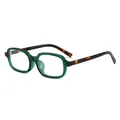 Retro square sunglasses with dark green frames and brown tortoiseshell temples - Green Frame Anti-Blue Light