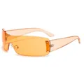Lunettes de soleil de sport futuristes Y2K sans monture avec verre orange translucide - Monture Orange Verres Orange (C3)