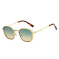 Lunettes de soleil géométriques en métal doré avec protections latérales et verres dégradés - Monture Dorée Verre Marron Vert (C2)