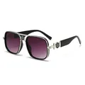 Classic oversized aviator sunglasses with silver metal frame and purple gradient lenses - Silver Frame Gradient Grey Lens Black Legs