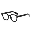 Retro black square frame glasses with silver arrow rivets and clear anti-blue light lenses - Matte Black Frame Clear Lens / Clear Lens