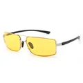 Mens yellow lens polarized metal sunglasses for driving and night vision outdoor use - Regular / Silver Frame Night Vision Yellow
