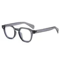 Montura de gafas cuadradas retro gris translúcido con detalles de remaches plata - Marco Gris Transparente Lente Transparente / Lentes transparentes