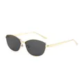 Trendige Cat-Eye Metall-Sonnenbrille 2025 mit dunkelgrauen Gläsern für Damen-Mode - Goldener Rahmen Graue Gläser