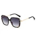 Schicke Oversized Quadrat-Sonnenbrille mit Schildpatt-Rahmen und goldenen Metallbügeln - Blaues Schildpatt Und Orange Rahmen Grauverlauf