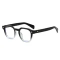 Montura de gafas retro cuadrada con degradado negro a transparente y detalles de remaches - Montura Negro Degradado Lentes Transparentes / Lentes transparentes