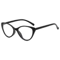 Classic black cat-eye anti-blue light glasses with a polished retro frame finish - Matte Black Frame Clear Lens