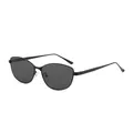 Cat-Eye Metall-Sonnenbrille mit mattschwarzem Rahmen und dunkelgrauen Gläsern - Schwarzer Rahmen Graue Gläser
