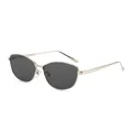 Moderne Cat-Eye-Sonnenbrille mit Metallrahmen in Silber und dunklen Gläsern für Streetstyle - Silberrahmen Graue Gläser