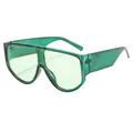 Futuristic one-piece oversized sunglasses in transparent light green resin finish - Transparent Green Frame Green Lens