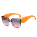 Lunettes de soleil avec monture grise transparente, verres dégradés violets et branches orange - Monture Gris-Rose / Verres Violet-Rose
