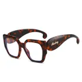Lunettes de soleil rétro oversize avec monture en écaille et logo Muncheng doré - Cadre Écaille