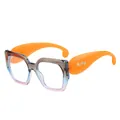 Lunettes de soleil à monture dégradée avec branches orange épaisses et logo métallique - Monture Gris et Rose
