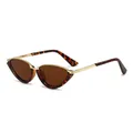 Retro cat-eye sunglasses with tortoiseshell frames, brown lenses and golden metal temples - Tortoiseshell Frame Brown Lens