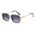 Fashionable square metal sunglasses with black gold frame and gradient lenses for men - Gold Frame Gradient Gray Lens